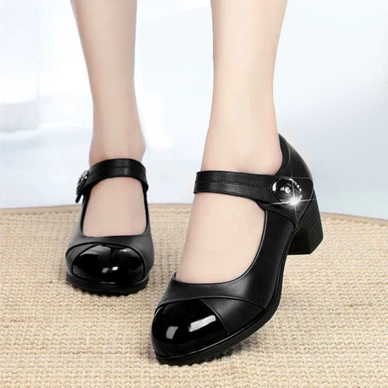 Fashion Women Shoes Heels High PU Leather Shoe Fashion Black Formal Ladies Shoe Non-slip